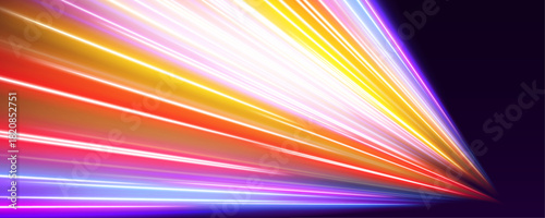 Bright yellow neon trails spiral around a futuristic tunnel. Glowing streaks simulate motion and dynamic speed. Ideal for racing, sci-fi, and digital backgrounds.