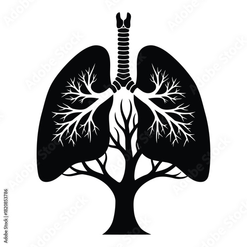 Human Lungs Tree Illustration, Respiratory System Artwork, Lungs as Tree Symbol