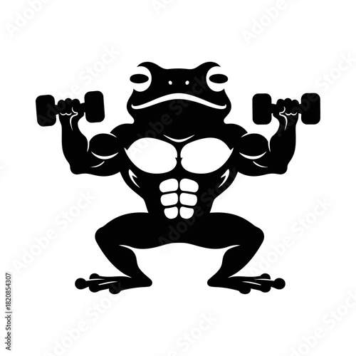 Frog Dumbbell Silhouette Vector - Fit Flex Mascot