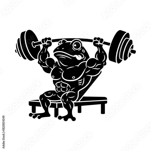 Frog Bench Press Silhouette Vector - Strength Gym Mascot