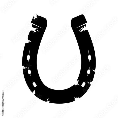 Distressed black horseshoe silhouette