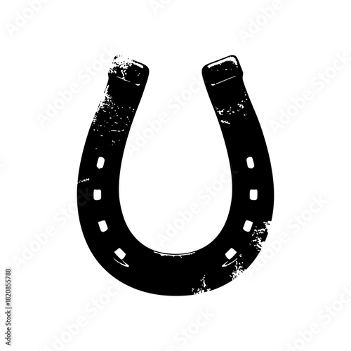 Grunge black horseshoe icon
