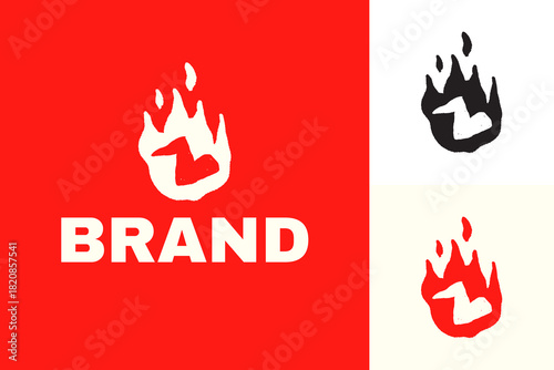Hand Drawn Hot Spicy Wings Vector Logo Template