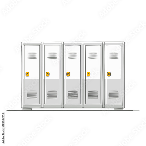 Cartoon illustration of a row of school lockers with yellow locks in a clean style.