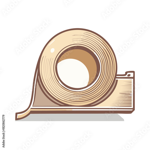 Retro illustration of a tape dispenser with a transparent tape roll.
