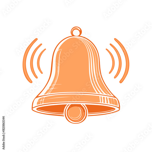 Ringing Bell Illustration with Sound Waves Symbolizing Notification Alert or Announcement