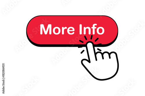 A hand cursor clicks on a red button that says 'More Info', indicating a call to action for additional information.
