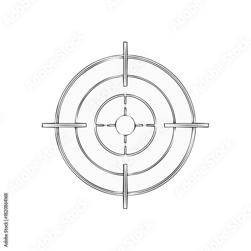 Hand Drawn Target Illustration with Circular Rings and Crosshair Focus