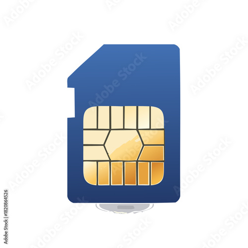 Modern Blue SIM Card with Golden Contacts for Mobile Communication and Technology