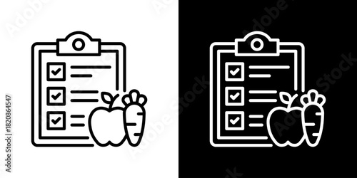 Healthy Diet Icons. Fresh Line Design Built For Creative Flexibility In Light And Dark Versions. 