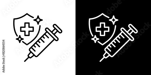 Vaccination Icons. Fresh Line Design Built For Creative Flexibility In Light And Dark Versions. 