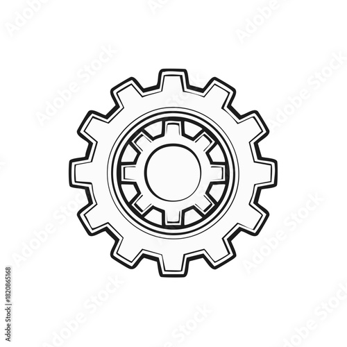 Gear wheel illustration. Graphic design element, industrial or engineering concept