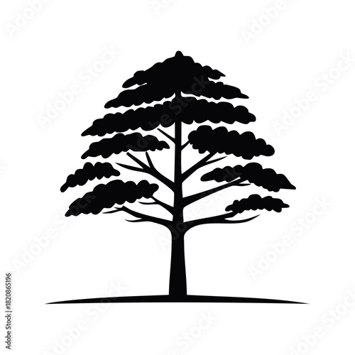 Strong black tree silhouette an iconic natural symbol graphic outline of a sturdy conifer plant