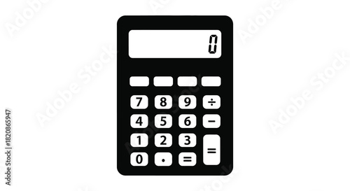 Simple calculator icon in black and white silhouette