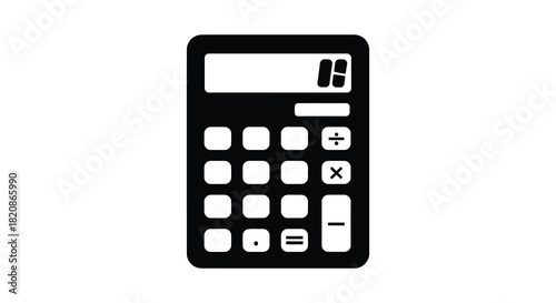 Calculator illustration in black and white simple design silhouette