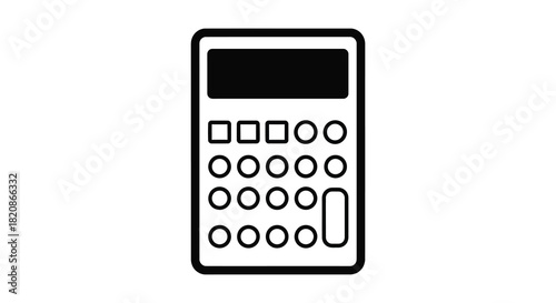 Simple calculator outline with buttons and display silhouette