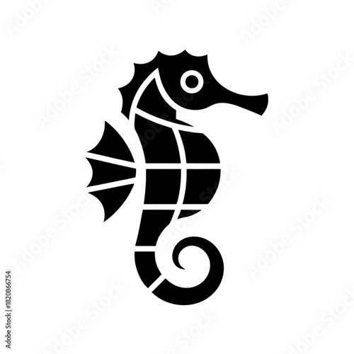 Illustration of a seahorse with grid like body pattern on transparent background silhouette