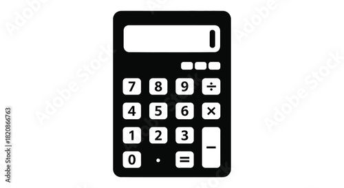 Simple black and white calculator illustration for finance and accounting silhouette