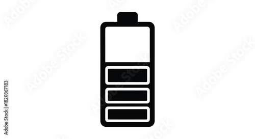 Low battery indicator symbol with minimal charge remaining silhouette