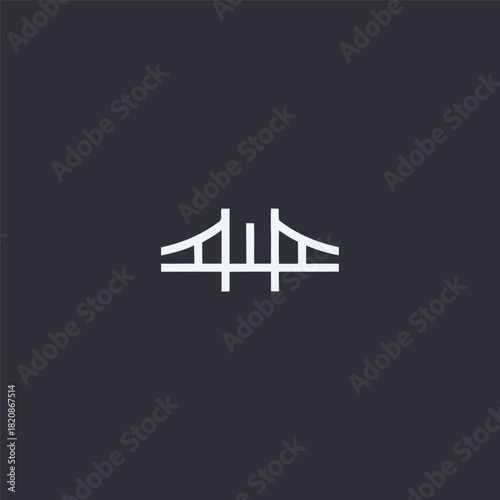 Bridge line art logo symbol of connection and strong structure.