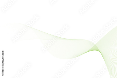 Abstract green wave line flowing on transparent background, representing movement, energy, and natural harmony isolated on transparent background