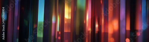 Neon columns with time-warp effect, scanlines, lens flare, and vibrant colors