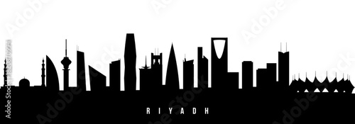 Vector silhouette illustration of Riyadh City urban skyline. Modern minimalist cityscape graphic, perfect for travel, banners or backgrounds.