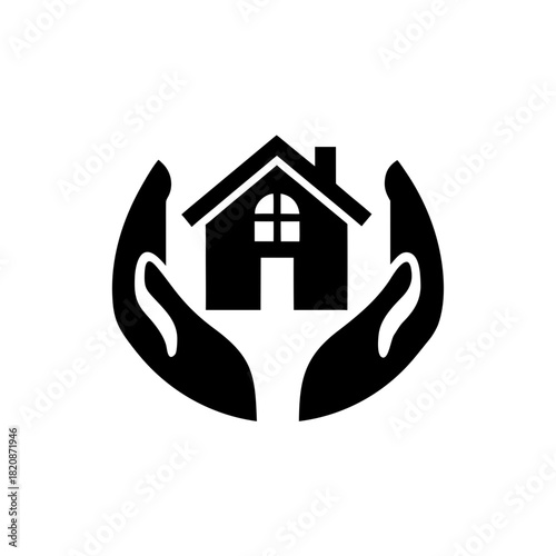 House protected by hands home safety and security on transparent background silhouette