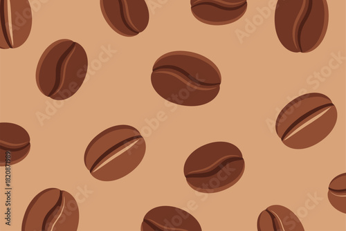 Coffee beans Background, Vector coffee pattern with random beans. seamless pattern. coffee background. Coffee Beans Illustration