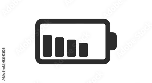Low battery indicator icon with decreasing bars in black silhouette