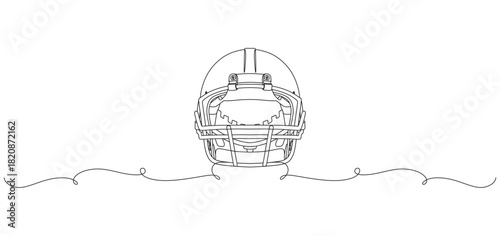 American football helmet continuous line drawing
