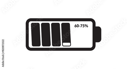 Battery charge level indicator icon showing 60 to 75 percent silhouette