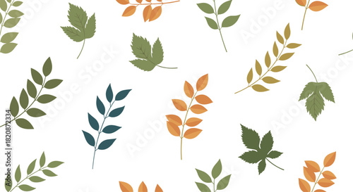 An illustration design that showcases a scattering of various leaves.