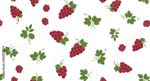 A pattern design featuring grapes and leaves in a repeating format.