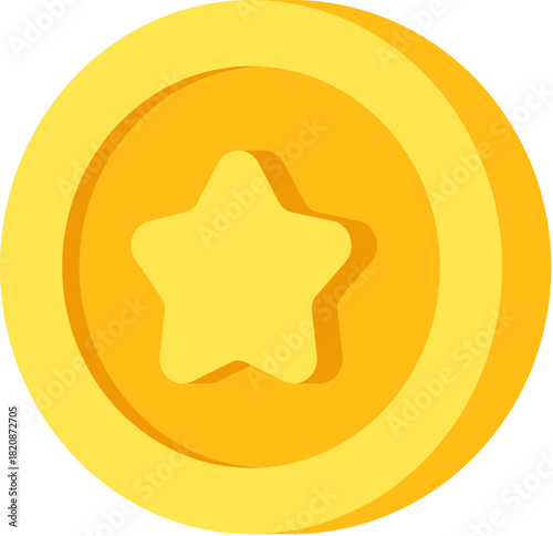 Vector Flat Icon Simple Star Coin