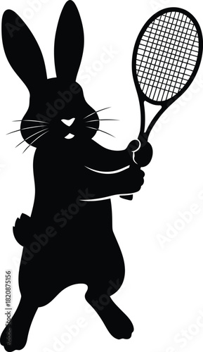 Bunny tennis player silhouette
