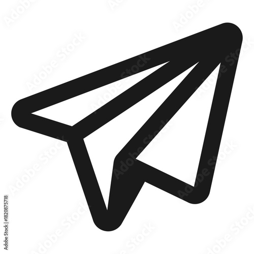Paper plane send icon — minimal flat outline message symbol for email, communication, chat apps, messaging actions, and modern digital UI interface design
