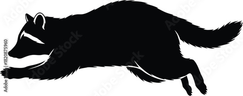 Running raccoon silhouette black white wildlife icon
