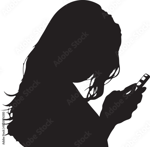 Modern silhouette of a business woman holding a book or documents