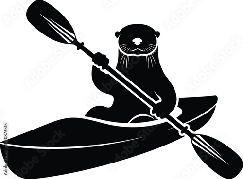 Otter kayaking silhouette