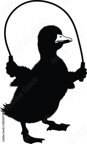 Silhouette duckling jumping rope