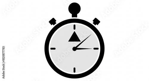 Minimalist black and white stopwatch icon displaying time, precision, and urgency, ideal for various digital and print applications