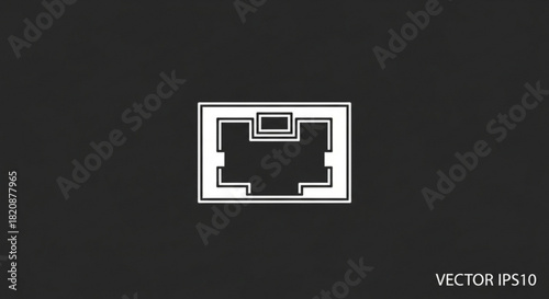 Ethernet port icon, networking connector symbol, line art vector illustration for digital communication and internet technology design elements
