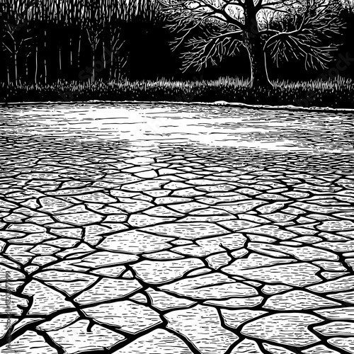 Cracked Earth Landscape A Stark Depiction of Environmental Stress.