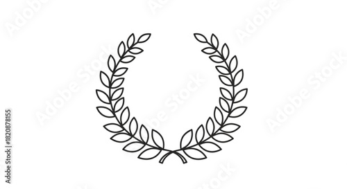 Stylized laurel wreath line art icon representing victory, achievement, and honor. an elegant emblem of success and accomplishment in a modern graphic style.
