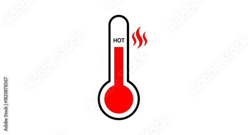 High temperature thermometer with red liquid indicating extreme heat, hot weather, global warming, or body fever health status