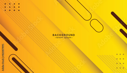 Abstract geometric yellow background with brown shapes. Versatile design suitable for graphic design projects, presentations, and digital art creations.