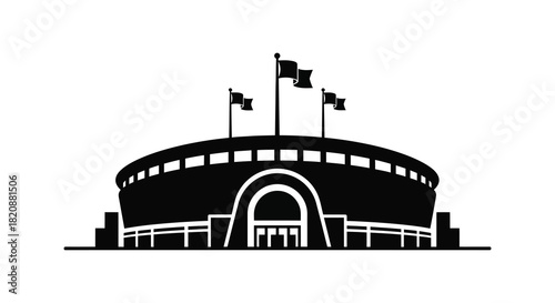 Iowa state fair grandstand building black and white silhouette