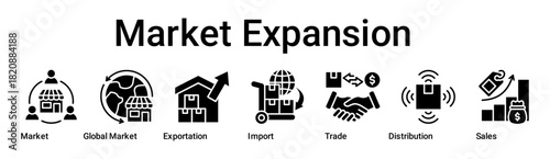Market Expansion banner web icon vector illustration concept for business with icon of Market, Global Market, Exportation, Import, Trade, Distribution.