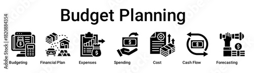Budget Planning banner web icon vector illustration concept for business with icon of Budgeting, Financial Plan, Expenses, Spending, Cost, Cash Flow.